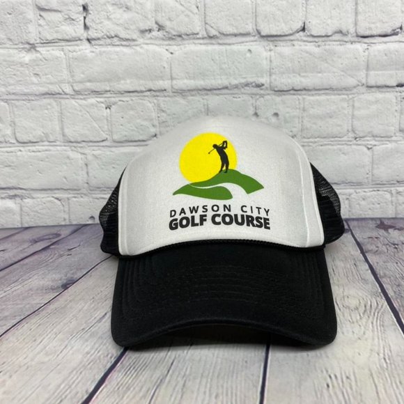 Dawson City Golf Course Trucker Hat Rope Cap Adjustable Snapback White Black - Picture 1 of 4
